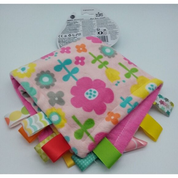 Bright Starts Taggies Pink Flowers Soft Security Blanket Lovey 12 in X 12 in - Picture 8 of 13
